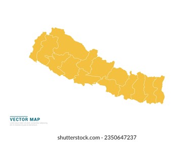 High Detail Yellow silhouette of Nepal map on white background vector.