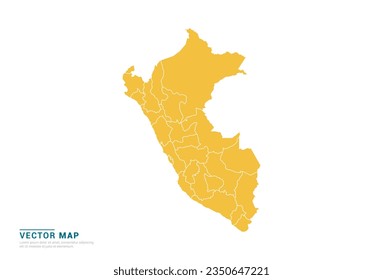 High Detail Yellow silhouette of Peru map on white background vector.