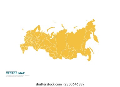 High Detail Yellow silhouette of Russia map on white background vector.