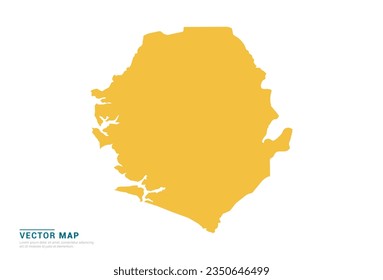 High Detail Yellow silhouette of Sierra Leone map on white background vector.
