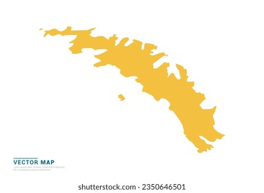 High Detail Yellow silhouette of South Georgia map on white background vector.