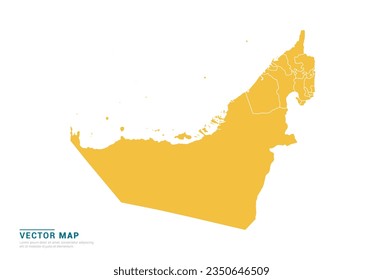 High Detail Yellow silhouette of United Arab Emirates map on white background vector.