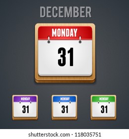 High detailed 31 december calendar icon. This vector image is fully editable.