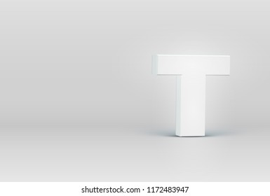 High detailed 3D font character 'T', vector illustration