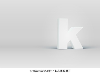 High detailed 3D font character 'k', vector illustration