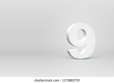 High detailed 3D font character '9', vector illustration