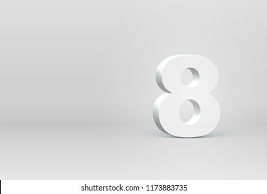 High detailed 3D font character '8', vector illustration