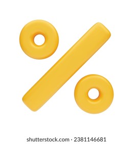 High detailed 3D font golden percent sign isolated. Percentage, discount, seasonal sale, promotion business symbol three-dimensional rendering vector illustration