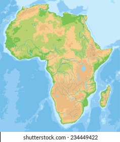 High detailed Africa physical map.