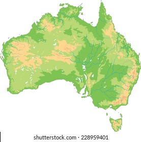 High detailed Australia physical map.
