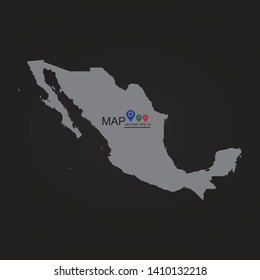  High detailed black illustration map -Mexico. - Vector