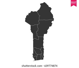 High detailed - black map of AA on white background. Vector illustration eps 10.