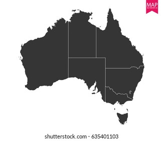 High detailed - black map of Australia on white background. Vector illustration eps 10.