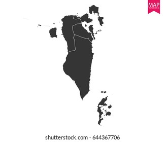High detailed - black map of Bahrain on white background. Vector illustration eps 10.