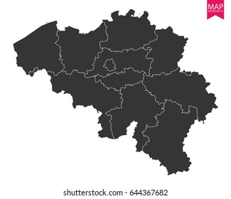 High detailed - black map of Belgium on white background. Vector illustration eps 10.
