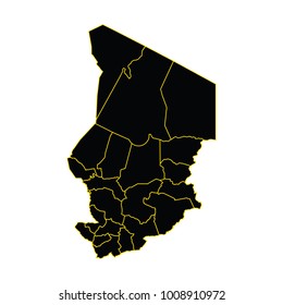 High detailed - black map of Chad on white background. Vector illustration eps 10.