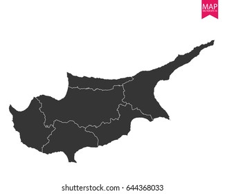 High detailed - black map of Cyprus on white background. Vector illustration eps 10.