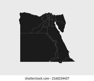 High Detailed Black Map of Egypt on White isolated background, Vector Illustration EPS 10