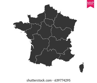 High detailed - black map of France on white background. Vector illustration eps 10.