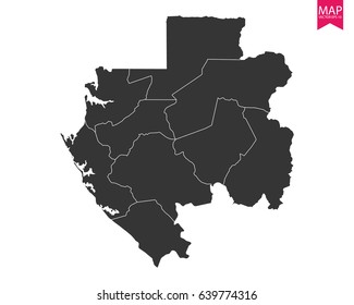 High detailed - black map of Gabon on white background. Vector illustration eps 10.