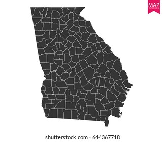 High detailed - black map of Georgia on white background. Vector illustration eps 10.