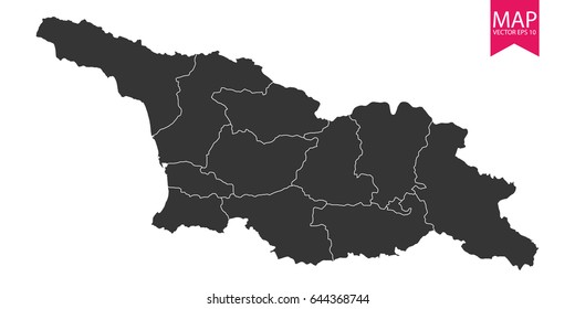High detailed - black map of Georgia on white background. Vector illustration eps 10.