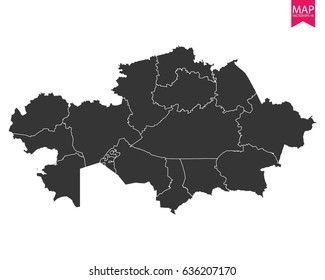 High detailed - black map of kazakhstan on white background. Vector illustration eps 10.