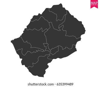 High detailed - black map of Lesotho on white background. Vector illustration eps 10.