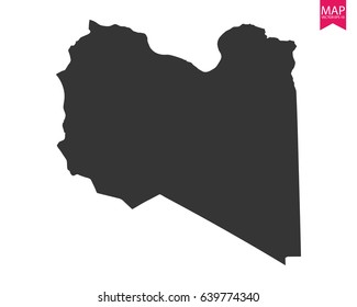 High detailed - black map of Libya on white background. Vector illustration eps 10.