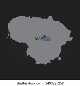 High detailed - black map of Lithuania on white background. Vector illustration eps 10. - Vector
