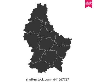 High detailed - black map of Luxembourg on white background. Vector illustration eps 10.