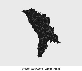 High Detailed Black Map of Moldova on White isolated background, Vector Illustration EPS 10