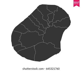 High detailed - black map of Nauru on white background. Vector illustration eps 10.