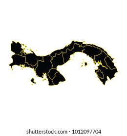 High detailed - black map of Panama on white background. Vector illustration eps 10.