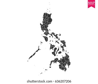 High detailed - black map of Philippines on white background. Vector illustration eps 10.