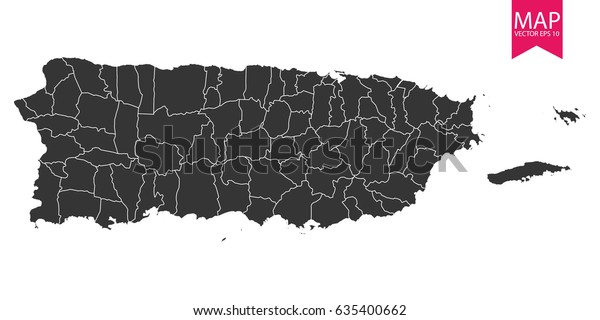 Alto Detalle - Mapa Negro De Puerto Rico Sobre Fondo Blanco ...