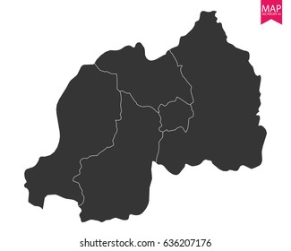 High detailed - black map of Rwanda on white background. Vector illustration eps 10.