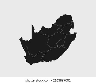 High Detailed Black Map of South Africa on White isolated background, Vector Illustration EPS 10