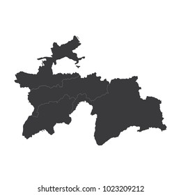 High detailed - black map of Tajikistan on white background. Vector illustration eps 10.