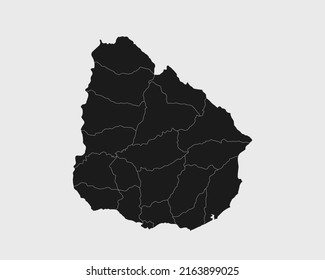 High Detailed Black Map of Uruguay on White isolated background, Vector Illustration EPS 10