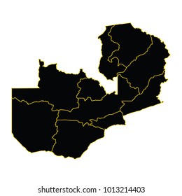 High detailed - black map of Zambia on white background. Vector illustration eps 10.