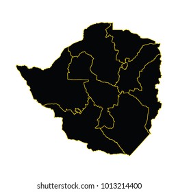 High detailed - black map of Zimbabwe on white background. Vector illustration eps 10.