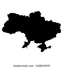 High detailed black vector map of Ukraine. Vector illustration isolated on a white background