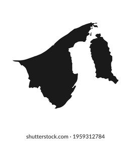 High detailed black vector map Brunei 