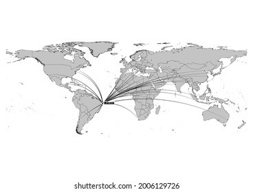 High detailed black and white map showing Maceió-Brazil 's in the world. File is suitable for digital editing and prints of all sizes.
