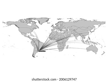 High detailed black and white map showing Montevideo-Uruguay 's in the world. File is suitable for digital editing and prints of all sizes.