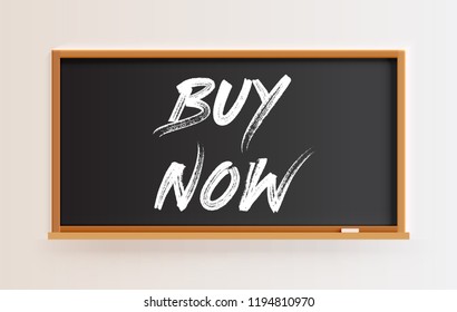 High detailed blackboard with 'BUY NOW' title, vector illustration