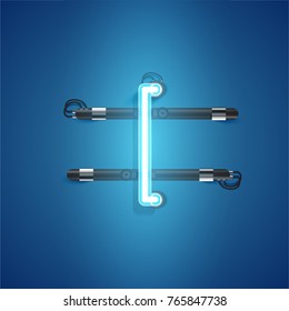 High detailed blue character neon font, vector illustration