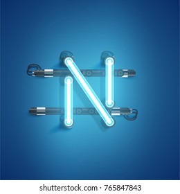 High detailed blue character neon font, vector illustration