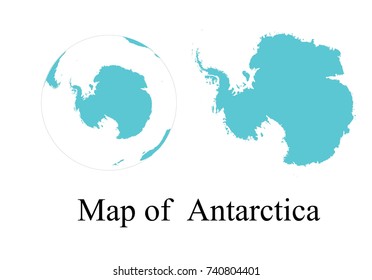 High Detailed Blue Globes and Map of Antarctica isolated on white background. editable vector illustration.